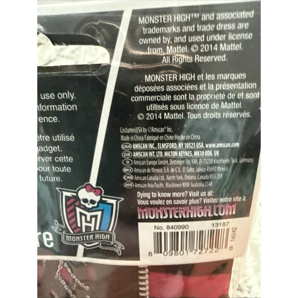 Monster High Creeptastic Corset Childs Gloves Fingerless  Ages 6+ 2014